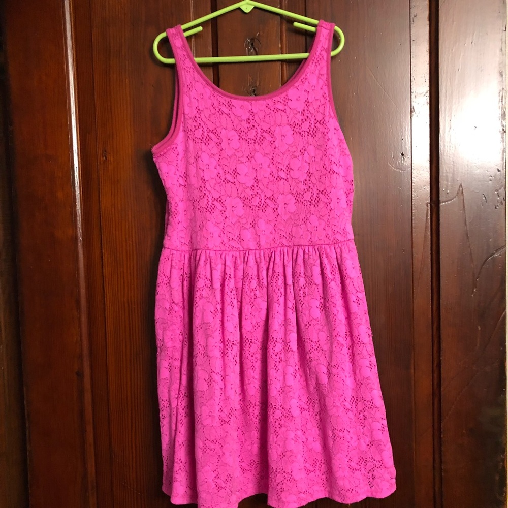 Girls pink eyelet dress
